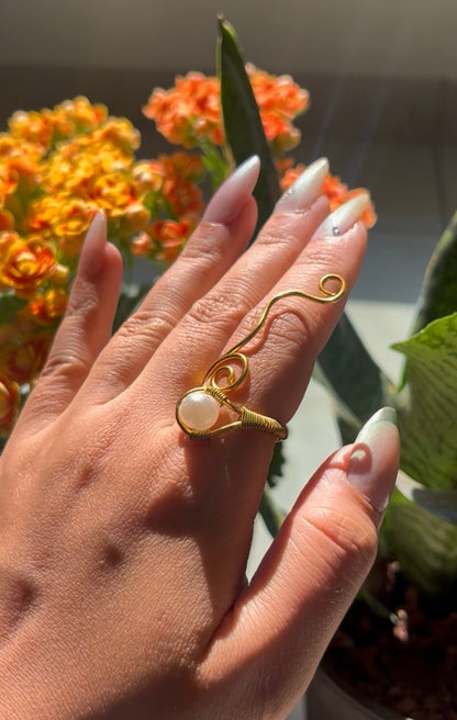 Wave Pearl Ring