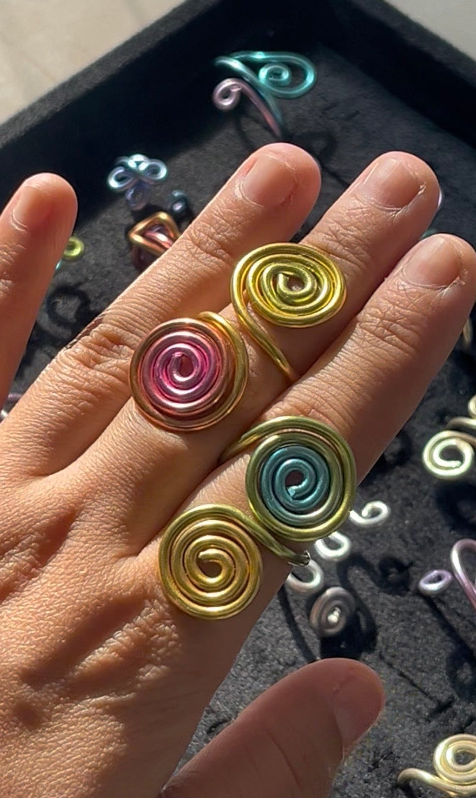 Rainbow Spiral Ring
