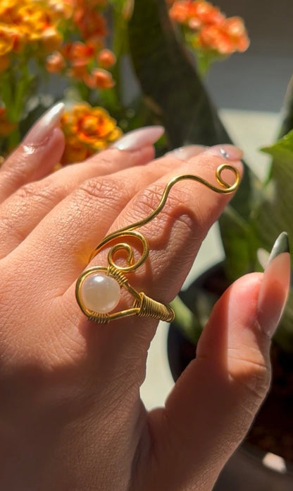 Wave Pearl Ring